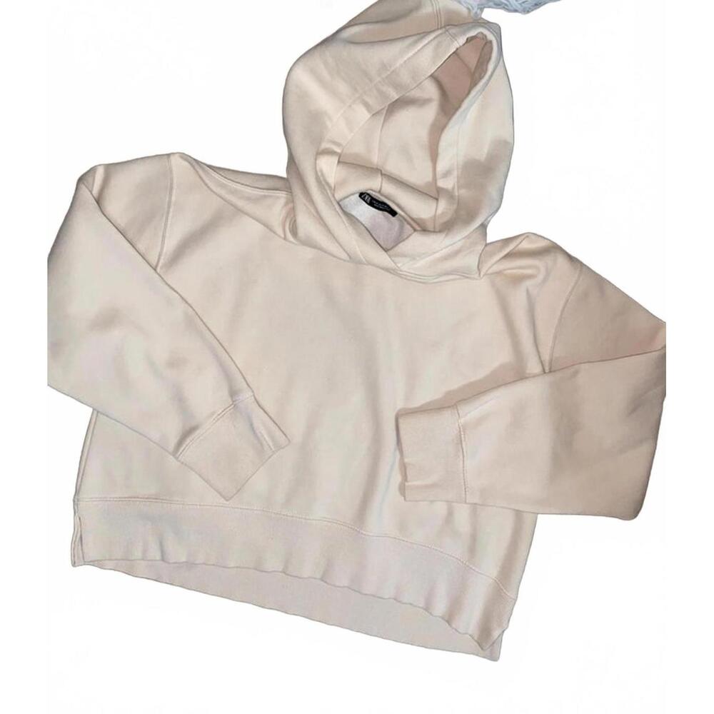 ZARA Beige Sand Cropped Hoodie size M
